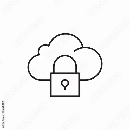 cloud secure lock icon vector sign