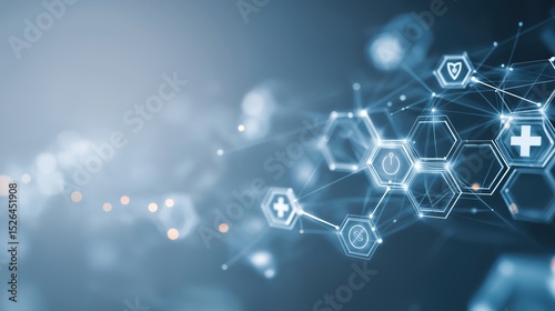 Wallpaper Mural Abstract healthcare symbols merge with technology, symbolizing innovation in modern medicine. Torontodigital.ca