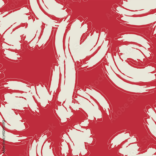 Vector red seamless pattern with different smears in grunge style. Print, background, wallpaper, design