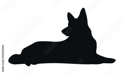 Dog silhouette. Corgi silhouette isolated on white background.