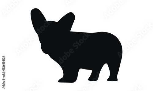 Dog silhouette. Corgi silhouette isolated on white background.