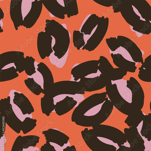 Leopard spots seamless pattern design. Vector orange background, wallpaper, wrapping paper, fabric, print