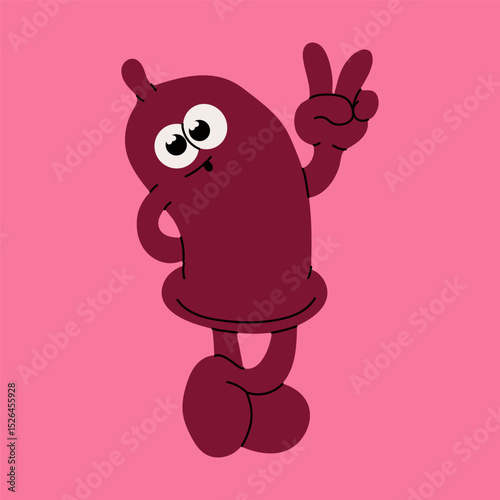 Cartoon Condom Character with Personality.  Health Awareness Art