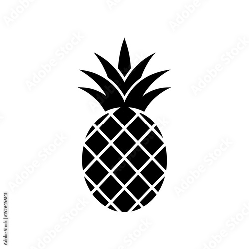 Pineapple Silhouette Icon in Flat Vector Style