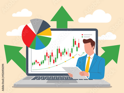 Business Growth and Financial Analysis with Charts and Laptop