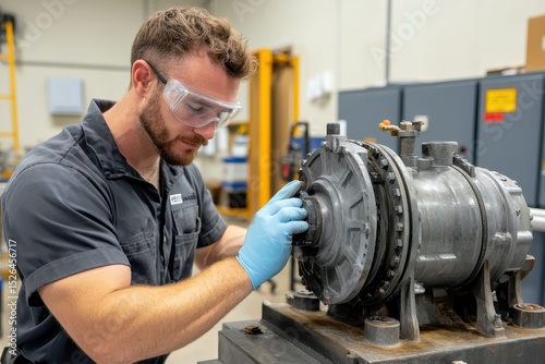 Skilled Technician Working on Mechanical Equipment in Workshop