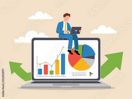Business Growth and Financial Analysis with Charts and Laptop