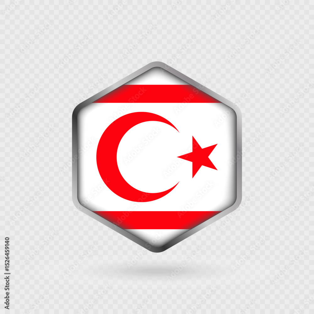 Obraz premium Northern Cyprus Flag Icon in Hexagon Shape.
