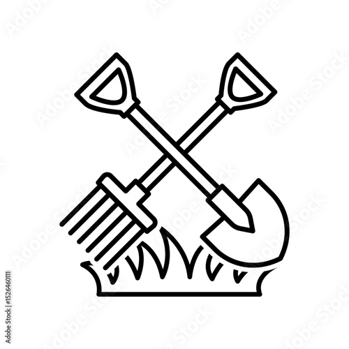 Shovel and fork icon design template SVG