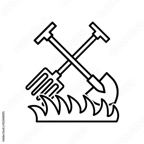 Shovel and fork icon design template SVG