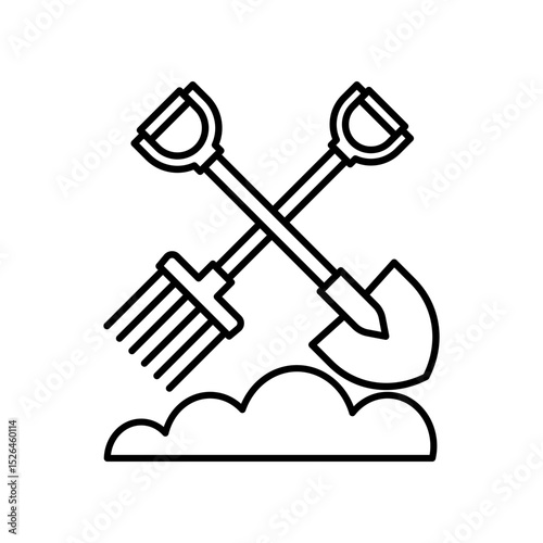 Shovel and fork icon design template SVG