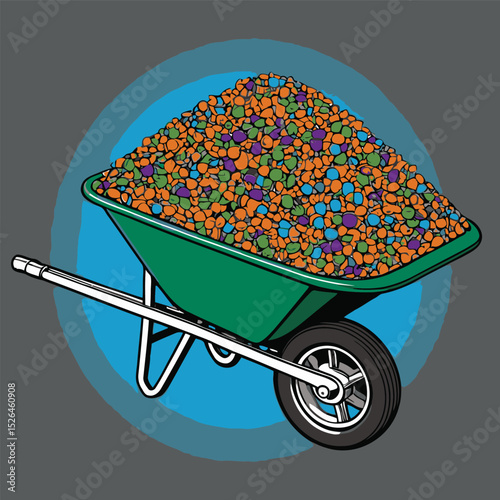comic book style gardening cart illustration