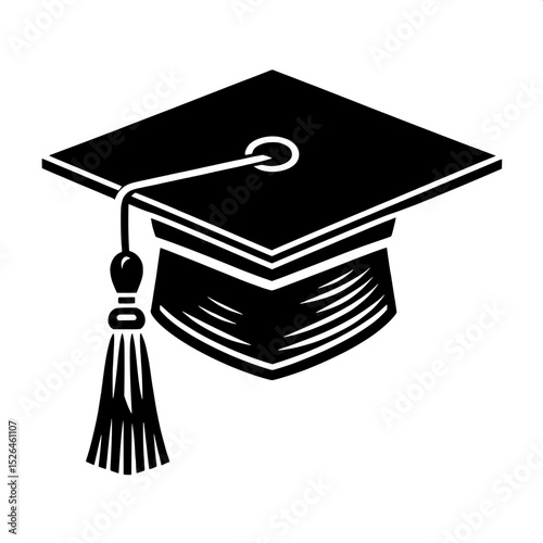 Black and White SVG of a Graduation Cap
