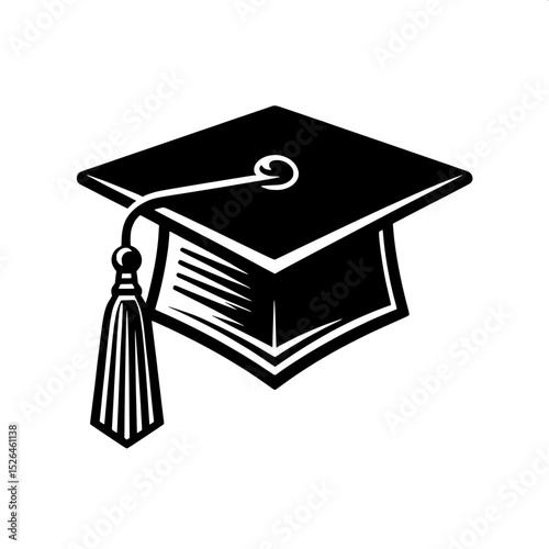 Black and White SVG of a Graduation Cap