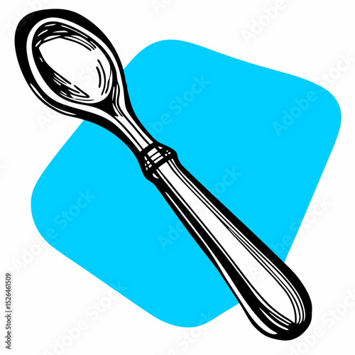 Vintage spoon with a blue background  