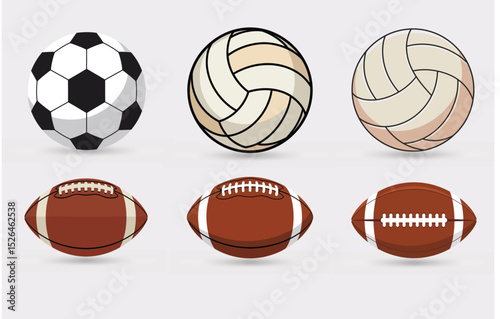 Set off balls, football, american Football and Volley ball..eps