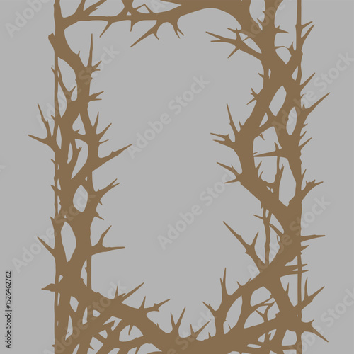 a brown  frame with a crown of thorns