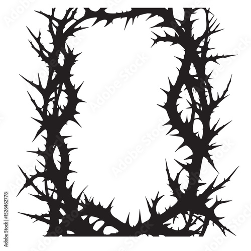 a black and white frame with a crown of thorns