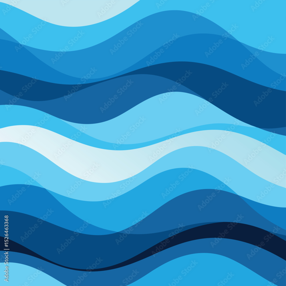 Fototapeta premium Abstract blue waves background seamless pattern for graphic design and digital art