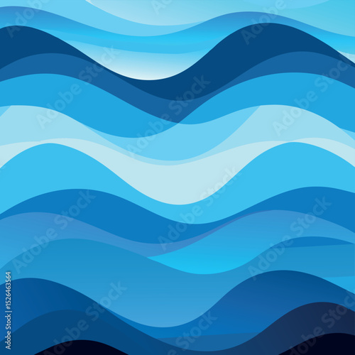 Abstract blue wavy background design in various shades representing ocean waves