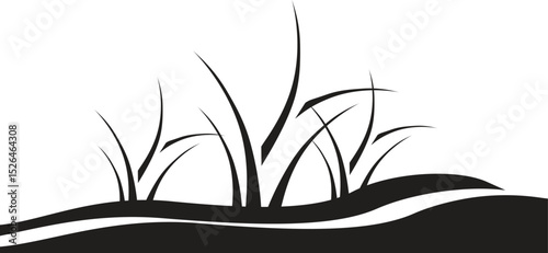 set of green grass silhouettes isolated on white background. Natural, eco, bio, organic. Illustration for concept design