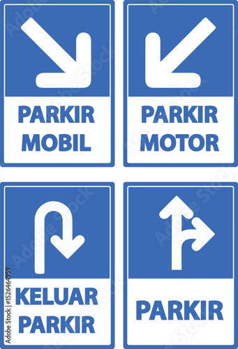 Parking Signs Indonesian Car Park and Exit Directional Symbols