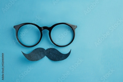 High Definition Visual of Decorative Man Mustache and Black Glasses for Party