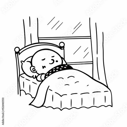 Vector cute Baby is sleeping in bed