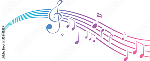 Musical notes stave line pattern symbols icon for staff and music note theme Transparent background wave Piano, jazz sound notes Fun vector key sign Classic clef Doodle