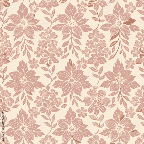 Elegant seamless floral pattern in dusty rose colors for textile designs and backgrounds