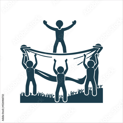 Blanket Toss Silhouette: Teamwork and Celebration