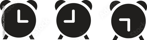 Monochrome vector illustration alarm clock icon isolated on white background.
