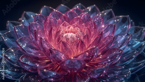 Crystal petal layers radiating from deep magenta core to shimmering gold edges in cinematic 8k resolution with fluid organic depth