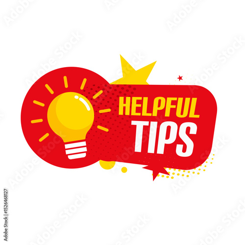 helpful tips — colorful vector sticker, label, badge vector illustration