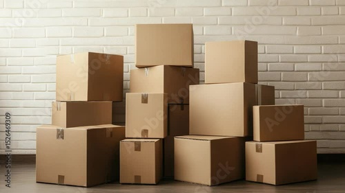 cardboard boxes on white background