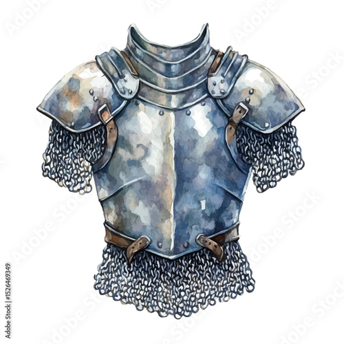 watercolor vector of Chainmail Armor, high quality, isolated on a white background.