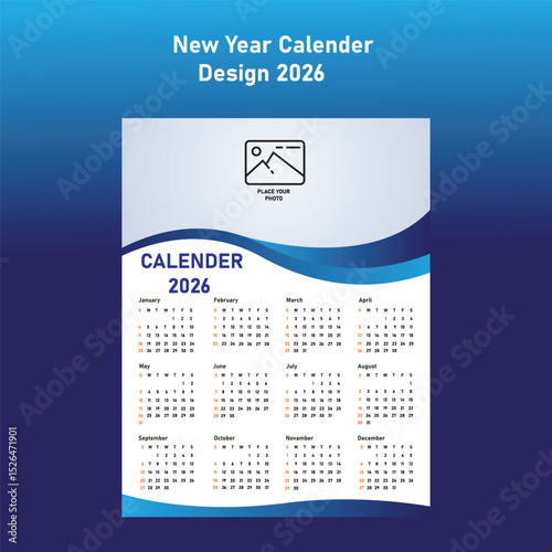 New Calender design 2026 colour design