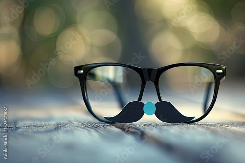 Ultra Hd Image of Glasses with Paper Mustache and Bow Tie