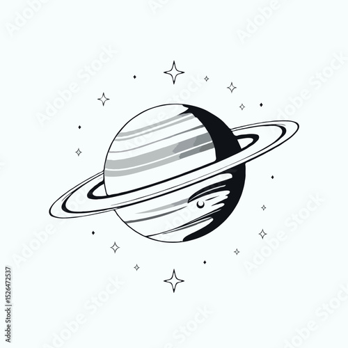 saturn planet in the sky with stars