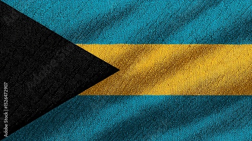 Silken representation of the Bahamas flag waving gently in sunlight photo