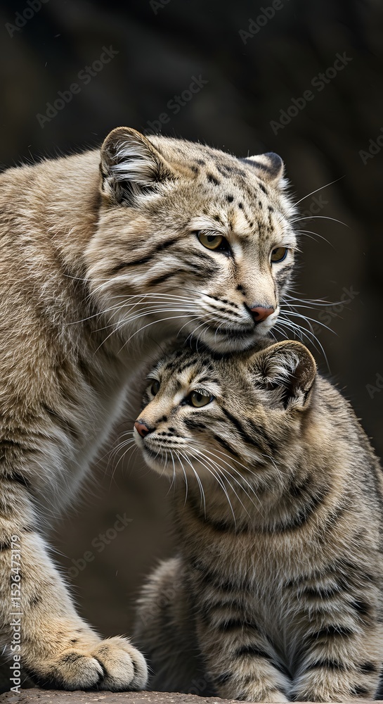 Obraz premium Two Pallas's Cats Cuddling