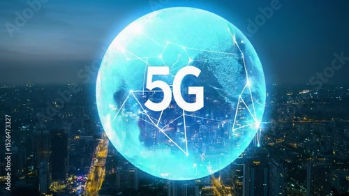 5G global business web concept with a blue 3D earth icon