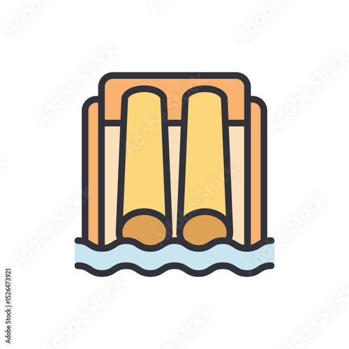 Tranquil Floating Vacation Concept With River Rafting Experience Icon
