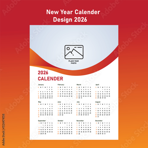 New Calender design 2026 design Template design desk calender12 month