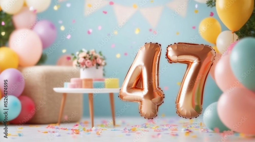 Obraz premium 47th birthday bash with balloons and festive decorations!