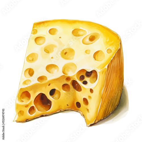 watercolor of Cheese, vector high quality, isolated on a white background.