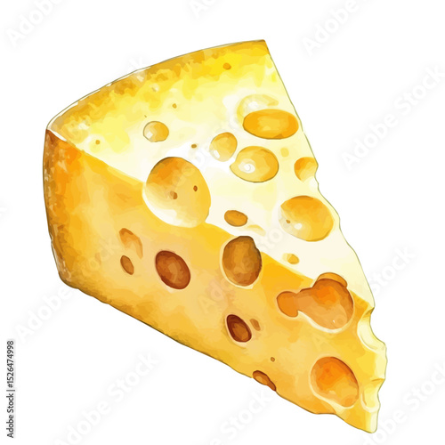 Cheese, watercolor clipart vector, high quality, isolated on a white background.
