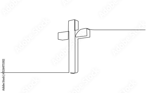 One Continuous Line Drawing of Christianity Icon. Single Line Vector Illustration, Minimal outline symbol of faith, Jesus, and spirituality. Simple religious design eps 10.