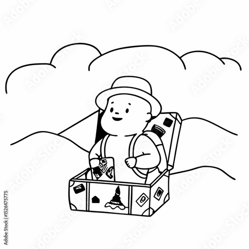 Vector cute Baby traveler