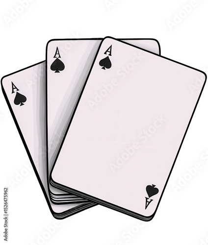 Blank Playing Card Mockup With Four Ace of Spades on Transparent Background for Casino Games and Design photo